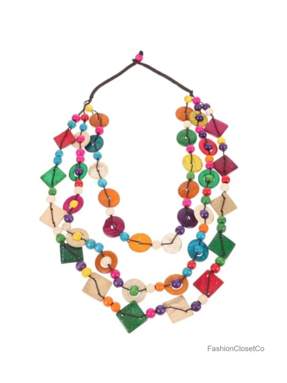 Bohemian Beaded Necklace Chunky Statement Collar Wood Shell Women Gift